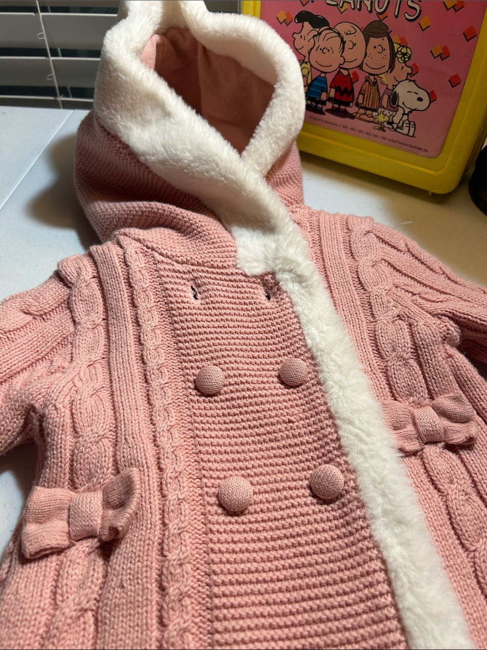 Rachel Zoe Toddler Girls Pink Cable Knit Sweater Coat with Faux-Fur Hood